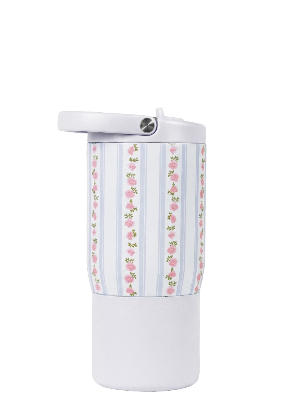 HydroJug Kids Floral Stripe Insulated Tumbler - Pink & Light Blue
